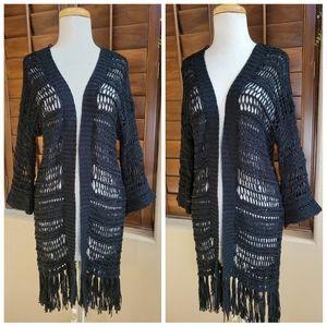 Crotched Fringe Sweater with Bell Sleeves